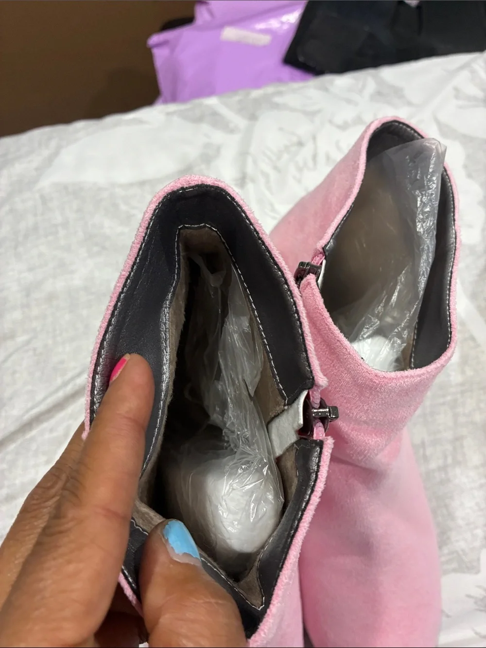 Pink Suede Pointed-Toe Ankle Boots